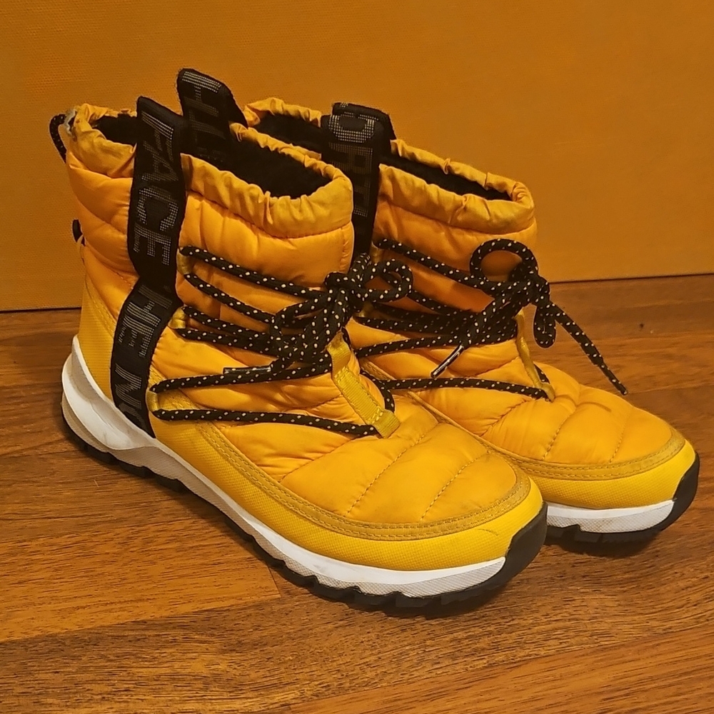 Yellow Lace-Up Winter Boots